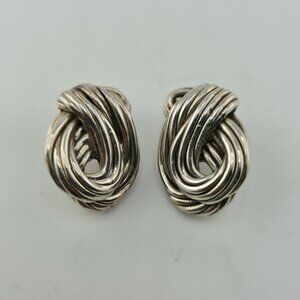 Israel Earrings Electro Form Sterling Silver 925 Puff Vintage‎ Patina Abstract